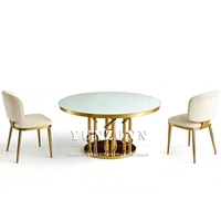 Tables de banquet modernes pour hôtels, mariages, en acier inoxydable, verre trempé noir, piédestal rond, durables, pour événements et fêtes