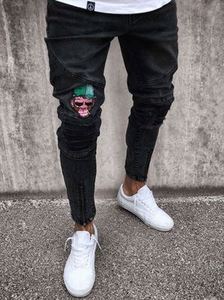Pantalon moulant <span class=keywords><strong>en</strong></span> Denim pour <span class=keywords><strong>homme</strong></span>, pantalon à rayures, coupe Slim, anti-rides, longueur genoux, jean ajouré, extensible, Skinny, de motard - Product Image 3