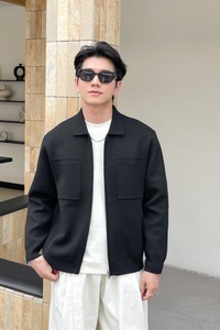 Stylish Lapel Collar Knitted Jacket for <b>Men</b>, Soft Wool Blend Button Front <b>Cardigan</b> with Chest Pockets for Fall Winter Casual - Product Image 4