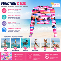 Maillot de bain court UPF50+ pour femmes, style hawaïen personnalisé, idéal pour les clubs de sports nautiques, les écoles de surf, les centres de plongée et les équipes de plage