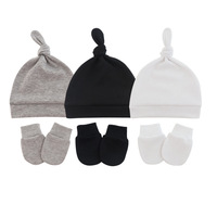 Gorro de algodón liso para bebé, gorro con guantes para recién nacido, regalo para niña, sombrero para bebé, accesorios para niño pequeño