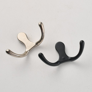 Wenzhou Platinum Link Wall Mount Metal <b>Clothes</b> Hook Minimalist Design Black And Silver Dual Hook For Wardrobe Hat <b>Storage</b> - Product Image 3