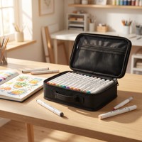 Ensemble de marqueurs d'art à double pointe à l'alcool de qualité supérieure, 80 couleurs, marqueurs de dessin professionnels non toxiques avec logo personnalisé, étiquette privée OEM