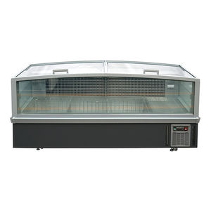 Congélateur-ventilateur commercial pour supermarché, exportation usine, vitrine îlot à <span class=keywords><strong>vitre</strong></span> frontale incurvée, type combiné viande et poulet, avec compartiment profond - Product Image 2