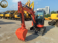 Mini-excavatrice compacte d'occasion Kubota U35 sans queue, 3,5 tonnes, équipée d'un marteau brise-roche et d'un pince de préhension