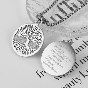 Collar con Colgante <span class=keywords><strong>de</strong></span> Acero Inoxidable <span class=keywords><strong>de</strong></span> Dos Piezas con Oración <span class=keywords><strong>de</strong></span> Serenidad y Árbol <span class=keywords><strong>de</strong></span> <span class=keywords><strong>la</strong></span> <span class=keywords><strong>Vida</strong></span> Recortado - Product Image 3