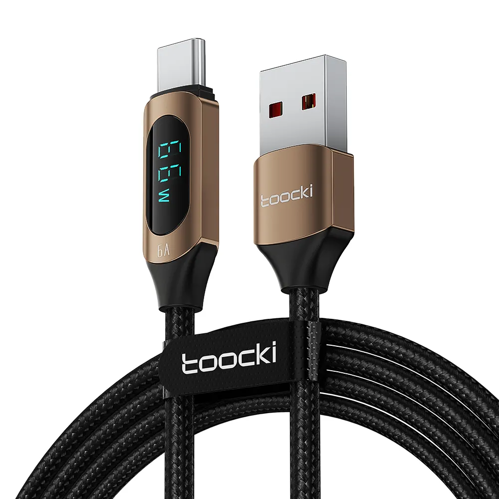 Toocki 2023 New Trend 66W 6A type c fast charging cable Digital Display Usb C Cable For notebook and tablet phones