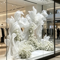 Arche florale géante en organza blanc pour décoration de toile de fond de mariage, idéale pour l'aménagement de scènes d'événements, de banquets en plein air, de jardins, de hôtels et de vitrines