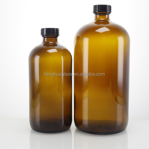 Chất lượng cao Vòng 500ml 1000ml 1 lít hổ phách Boston chai thủy tinh với nhựa vít <span class=keywords><strong>Cap</strong></span> cho nước trái cây cà phê lạnh đồ uống - Product Image 1