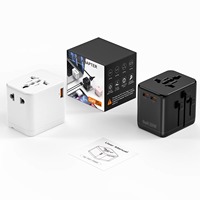 Cargador de Viaje Internacional USB GAN 2C1A de Tamaño Compacto, Enchufe Retráctil Múltiple y Adaptador de Viaje Universal AC