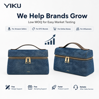 Tas Kosmetik Wanita YIKU Bahan Denim Kanvas Biru 100+ MOQ Logo Kustom OEM ODM 20 Tahun Pengalaman Pabrik Kapasitas Besar untuk Perjalanan