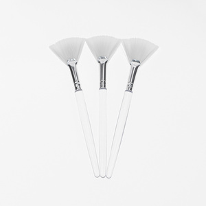 YOUXIN Soft Natural White Goat Hair Fan Brush Mask Clear Plastic Handle <b>Makeup</b> Spa <b>Tool</b> Face Use GZ RTS Bulk Mixed Order - Product Image 2