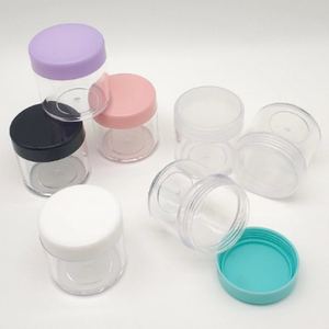 25g PS clair pots de crème cosmétique en plastique pour gommage corporel avec couvercles de couleur Essayez de remplir la crème dans des bouteilles séparées - Product Image 2