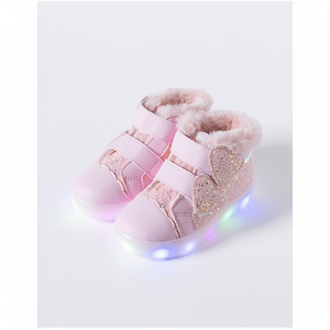 OZKIZ Korean LED Sneakers for Girls Kids' Winter Fashion with Glitter Upper Wholesale for 2-6 Years - Product Image 2