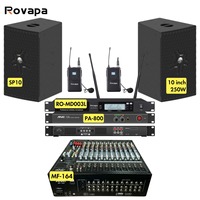 Système audio pour église, mixeur 16 canaux + amplificateur 600W + 2 enceintes 10 pouces + kit micro-cravate sans fil UHF pour petite église de 50 à 200 places