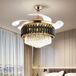 <span class=keywords><strong>Lustre</strong></span> moderne intelligent décoratif pour la maison, avec télécommande, en cristal doré, grand modèle de luxe, <span class=keywords><strong>ventilateur</strong></span> de plafond LED pour salle de bain - Product Image 3