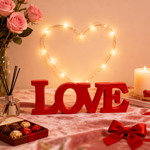 ของตกแต่งงานแต่งงานรูปตัวอักษร LOVE สีแดง ทำจากไม้ 1 ชิ้น การออกแบบ 3 มิติ สะท้อนความหลงใหล เหมาะสำหรับมื้อค่ำวันวาเลนไทน์ การสารภาพรักอันแสนหวาน - Product Image 3