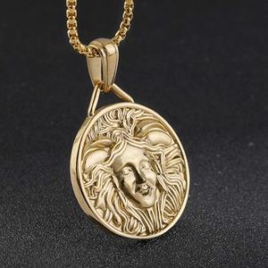 Collar de Hombre de Acero de Titanio Fundido con Cabeza de Serpiente Medusa de la Mitología Griega, Estilo Punk Hip Hop, Colgante Hip Hop - Product Image 2