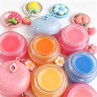Promo! Krim Pelembab Bibir Rasa Buah Strawberry Alami Organik, Bentuk Kaleng Cantik dengan Gantungan Kunci Bunga