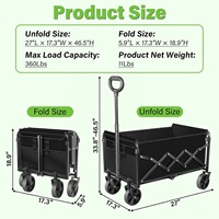 Chariot pliable robuste avec pneus tubeless à quatre roues pour le camping, l'extérieur, l'industrie et les courses
