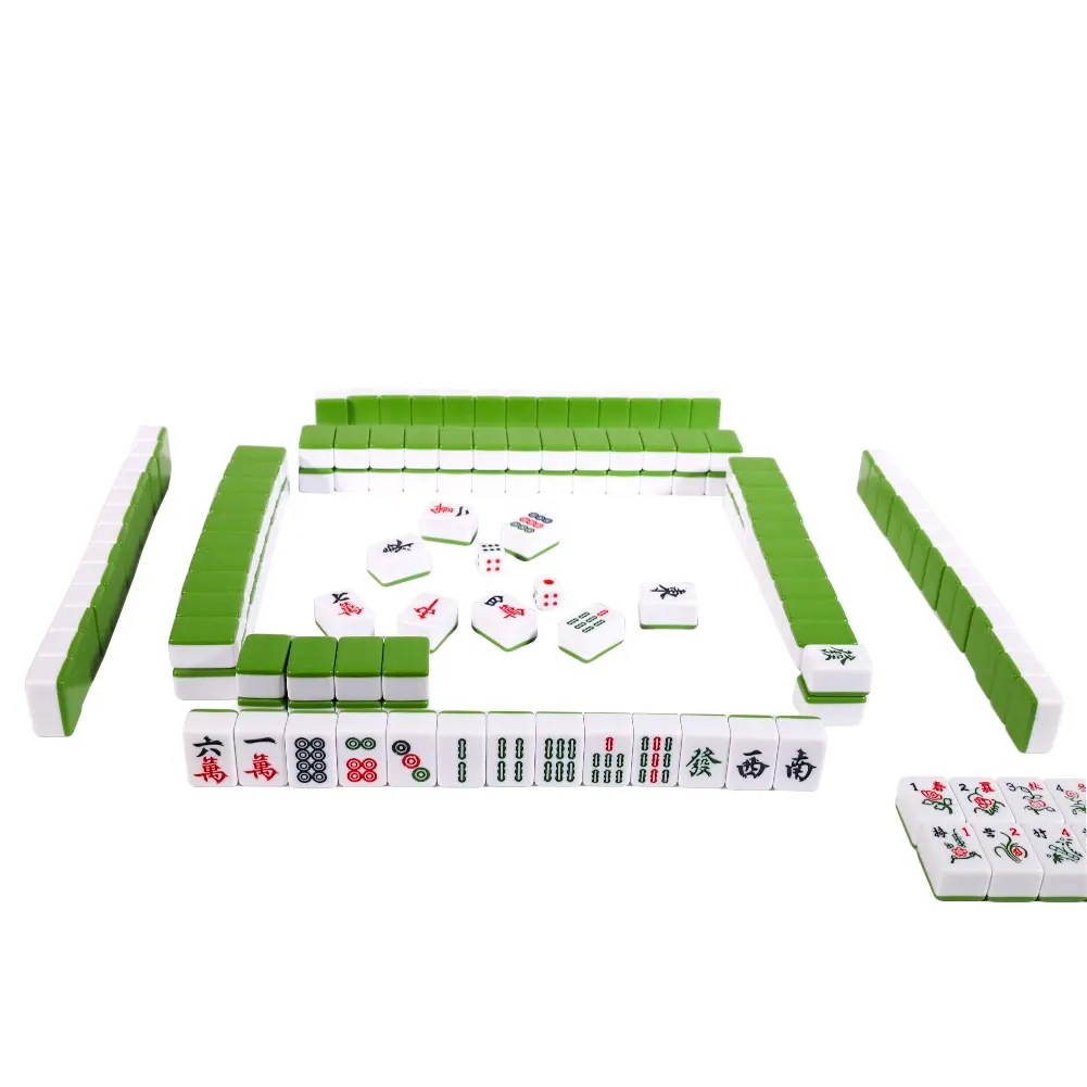 EASTOMMY ET-236001-juego de estrategia de ejercicio Mental, juego de fichas acrílicas 144 Mahjong chino con estuche de viaje de transporte