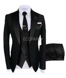 Drop ship New Costume Homme Tailor Made Party Stage Men's Suit Groomsmen Regular Fit Tuxedo 3 Piece Set Jacket+Trousers+Vest