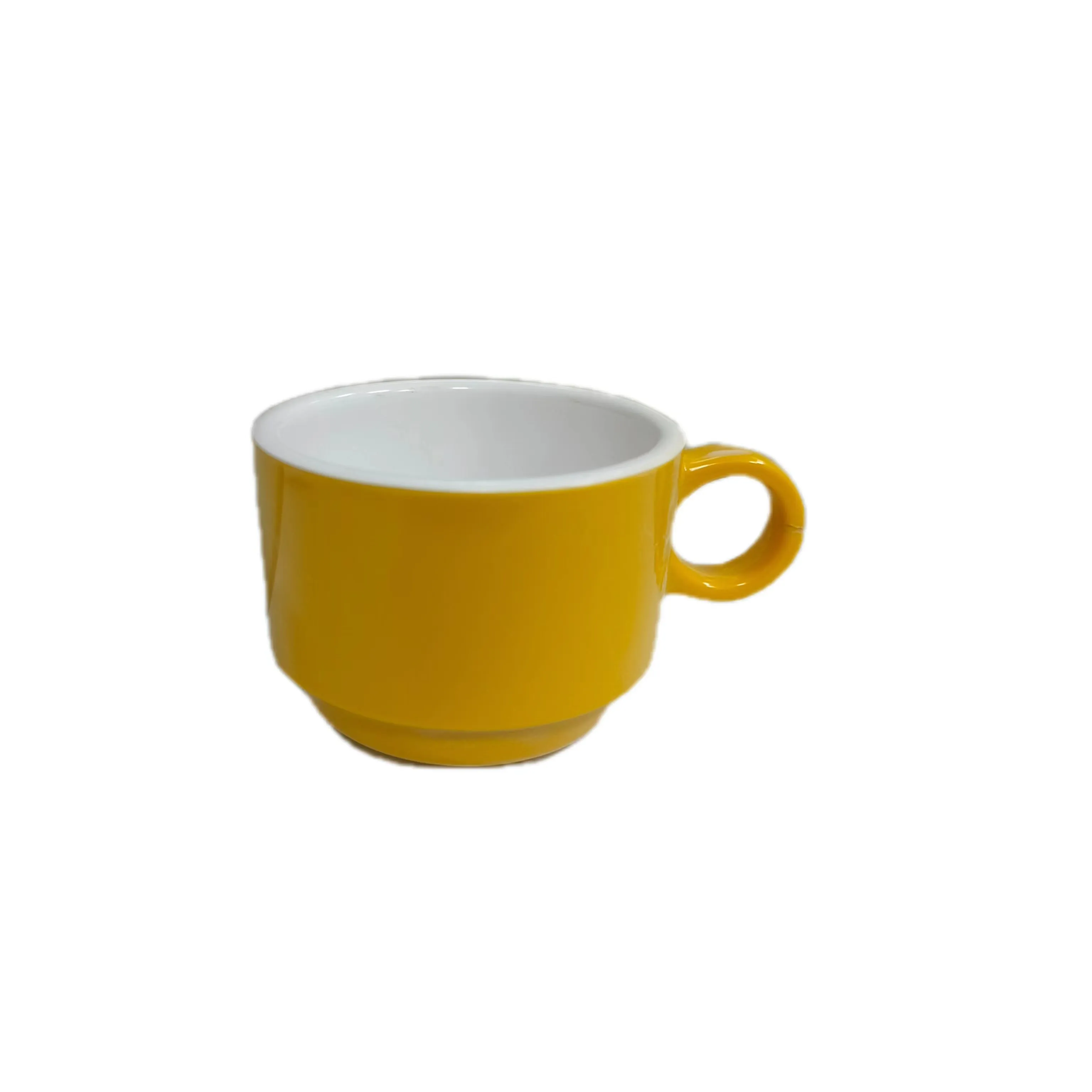 Özel Logo Nordic basit tarzı çift melamin iki ton çay kahve içme kupası sarı fincan