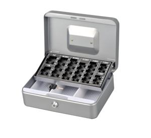 ตู้เซฟเหล็ก Hu-buy พร้อมถาดใส่เหรียญยูโร กล่องเก็บเงินโลหะทรงสี่เหลี่ยมขนาดเล็ก - Product Image 5