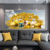 Moderne luxe mur art affiche doré arbre cerf toile peinture nordique paysage mural salon décoration de la maison peinture