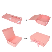 Boîte cadeau pliante de luxe avec couvercle magnétique rose, finition brillante mate personnalisée avec logo imprimé UV pour l'emballage de chaussettes