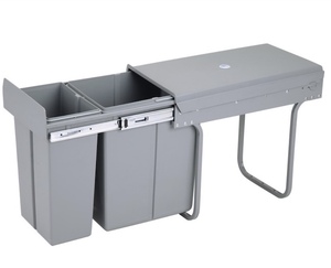 <span class=keywords><strong>Poubelle</strong></span> double <span class=keywords><strong>encastrable</strong></span> murale de cuisine avec système de classification coulissant et amortisseur, en plastique invisible - Product Image 2