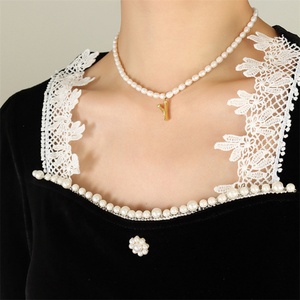 Collar de Perlas Naturales de Agua Dulce con Colgante de Letra Inicial DIY de 26 Letras, Joyería de Lujo para Mujer - Product Image 5