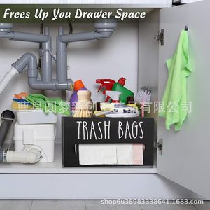 Cross-border wooden desktop tissue box, simple organizer, <b>wall</b>-<b>mounted</b> bathroom tissue box, kitchen trash bag <b>storage</b> box - Product Image 3