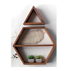 Étagère pour huiles essentielles en forme de diamant Étagère de <span class=keywords><strong>rangement</strong></span> en bois Étagères murales en bois rustiques - Product Image 4