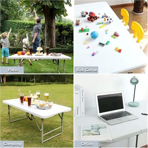 Hot Sale 6ft 180cm in Half Outdoor Events Wedding Rectangular White HDPE Picnic Dining Plastic Folding <b>Table</b> - Product Image 4