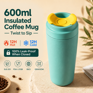 <span class=keywords><strong>Mug</strong></span> de voyage isotherme en acier inoxydable de 600 ml, anti-fuite, à double paroi sous vide, avec couvercle rotatif, performance thermique de 12 à 24 heures - Product Image 3