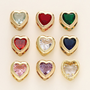 Cuentas de cristal en forma de corazón, cobre chapado en oro, cuentas espaciadoras para hacer joyería DIY, para pulseras y collares - Product Image 5