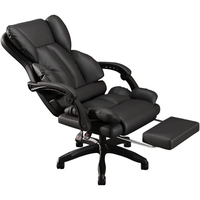 Chaise de bureau ergonomique pivotante à roulettes avec dossier haut réglable en cuir PU pour le travail à domicile