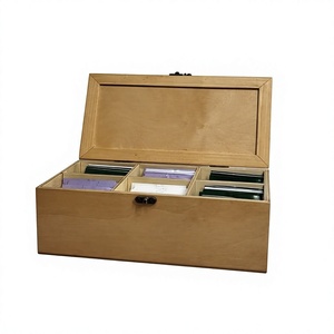 Wooden <b>Tea</b> Storage <b>Box</b> Lid 1 Layer Compartmentalized Rectangular Design Lacquer Finish Foldable Handmade for Sundries Minimalist - Product Image 4