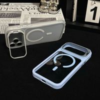 Étui de téléphone portable magnétique transparent de couleur unie pour iPhone 18 Pro Max 17 18 Pro, coque antichute en acrylique avec support d'objectif métallique
