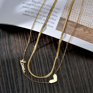 Collar de Cadena de Eslabones O para Mujer con Colgante de Corazón y Cadena de Serpiente de Acero Inoxidable Loveu Letter - Joyería de Regalo de Moda - Product Image 6