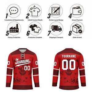 Uniformes de hockey sur glace en gros avec impression à la demande, services OEM/ODM et personnalisation du logo et du nom de l'équipe HCKJ01-2606146-4 - Product Image 4