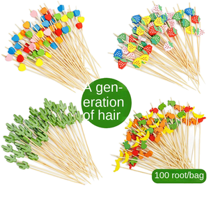 Brochetas <span class=keywords><strong>de</strong></span> bambú desechables <span class=keywords><strong>de</strong></span> alta calidad con mango <span class=keywords><strong>de</strong></span> madera para frutas, palitos <span class=keywords><strong>de</strong></span> cóctel ecológicos, tenedores decorativos creativos personalizados - Product Image 2