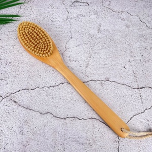 Spazzola Professionale Personalizzabile con Logo, Manico Lungo Naturale, per Bagno e Corpo, Esfoliante con Setole di Cinghiale, Scrubber per Doccia per Uomini e Donne - Product Image 4