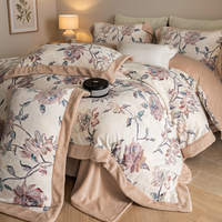 Parure de lit quatre pièces en velours de lait double face, imprimée, 400TC, style nordique, pour l'hiver, commerce extérieur