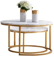 חדש עיצוב משובץ 2-in-1 מרכז עץ קפה חוט שולחן קפה שולחן עם מתכת מסגרת סלון ריהוט קפה שולחנות
