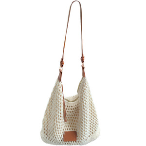 กระเป๋าโท้ทผ้าทอฉลุลายสีเบจ เนื้อผ้านุ่ม ดีไซน์โปร่ง สำหรับใช้ในชีวิตประจำวัน ฤดูร้อน 2025 - Product Image 5