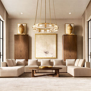 अच्छी गुणवत्ता वाली आधुनिक गर्म बिक्री लिविंग रूम सोफा ठोस लकड़ी फ्रेम एल-आकार सोफे के साथ सेट - Product Image 1