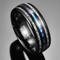 Bague de mariage en tungstène léger de luxe pour hommes et femmes, coquille d'ormeau, incrustation de météorite imitée, cadeau pour mariée