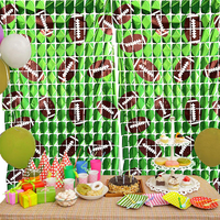 Rideau métallique en feuille de tinsel pour le rugby et le football américain, décoration murale pour fête sportive, fournitures pour fête d'anniversaire d'enfants